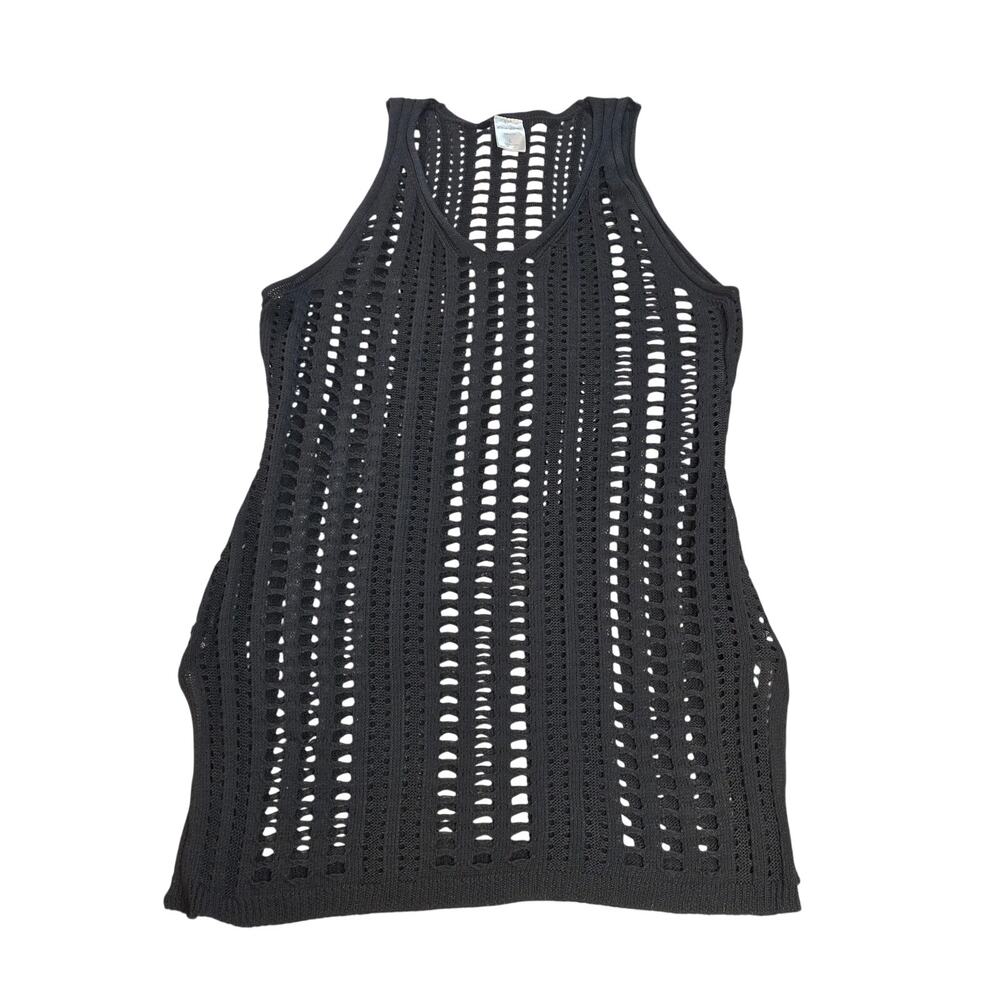 Cha Cha Black Sleeveless Knit Mini Dress Side Slits Women’s Size L